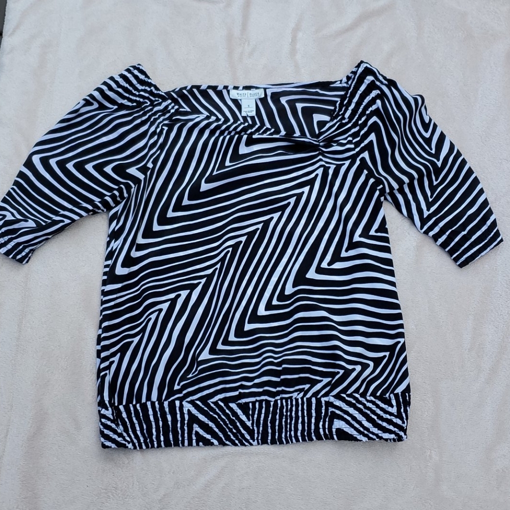 Asymmetrical Neckline Zebra Top